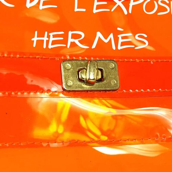 Hermes Orange Vinyl Kelly Beach Handbag SOUVENIR DE L'EXPOSITION 1998 91375 - Picture 11 of 12